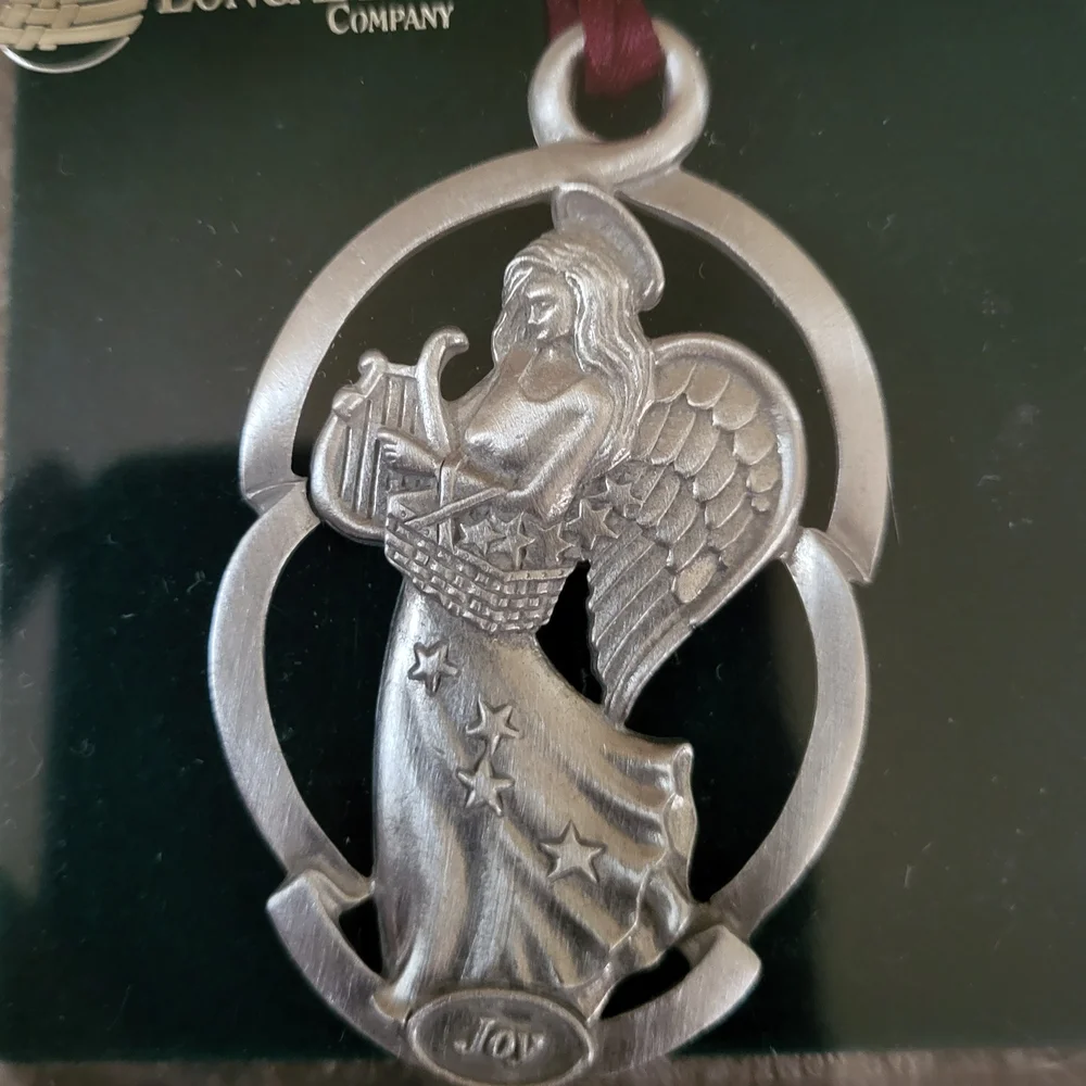 Longaberger Silver Angel & Nativity Holiday Ornaments (Set of 4)